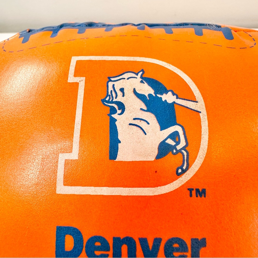 Vintage 1991 Denver Broncos Orange and Blue Stuffed Football NFL - Picture 9 of 16